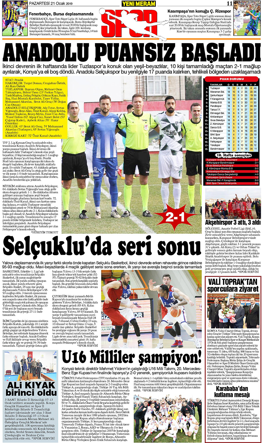 21 Ocak 2019 Yeni Meram Gazetesi