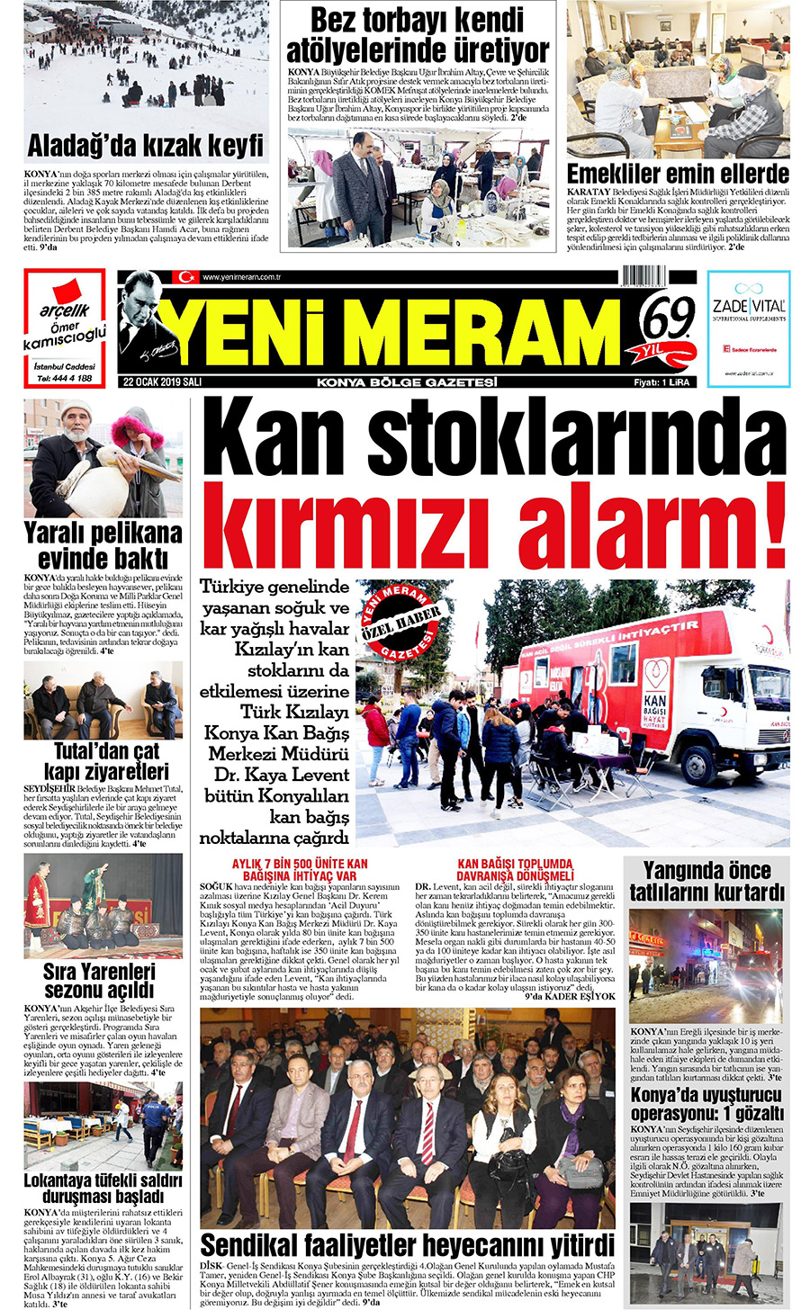 22 Ocak 2019 Yeni Meram Gazetesi