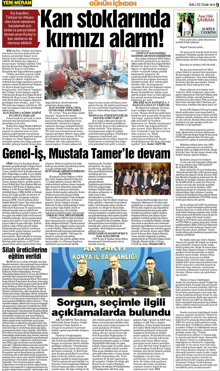 22 Ocak 2019 Yeni Meram Gazetesi