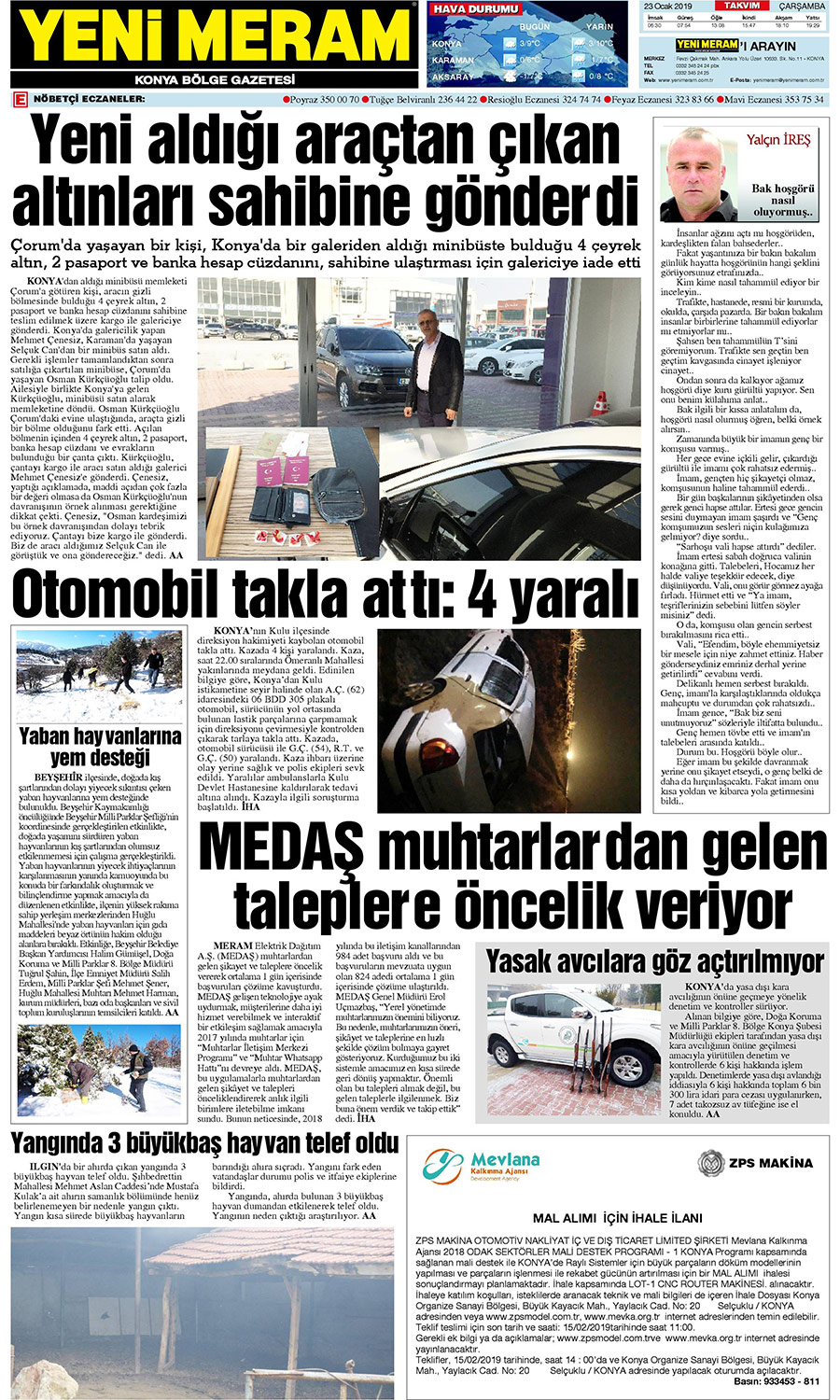 23 Ocak 2019 Yeni Meram Gazetesi