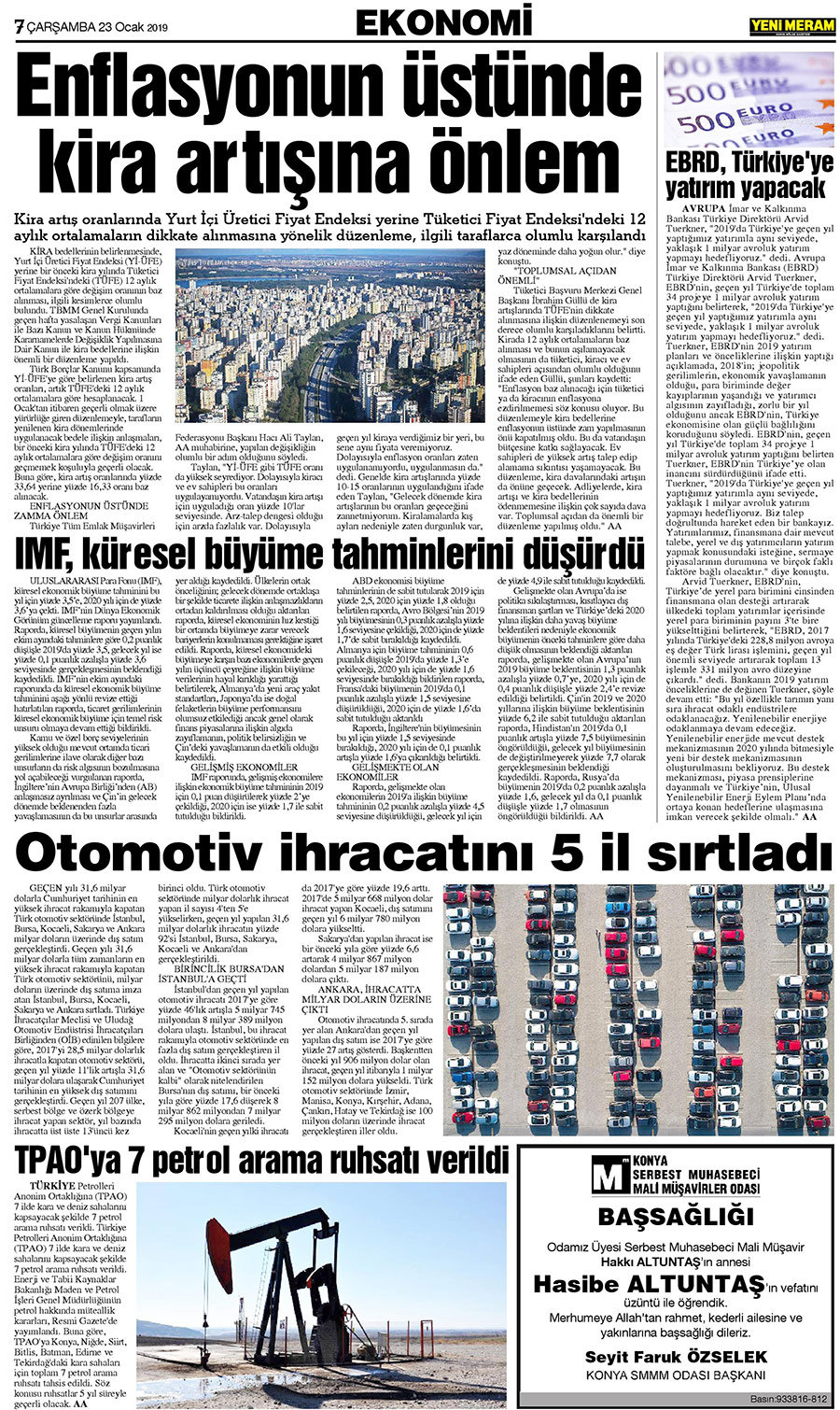 23 Ocak 2019 Yeni Meram Gazetesi