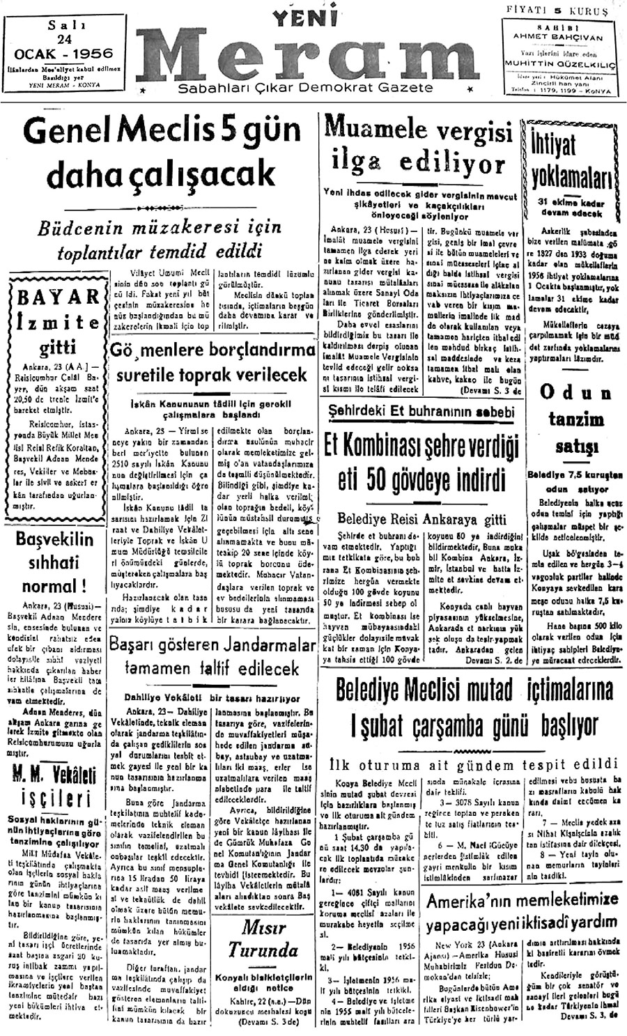 24 Ocak 2019 Yeni Meram Gazetesi