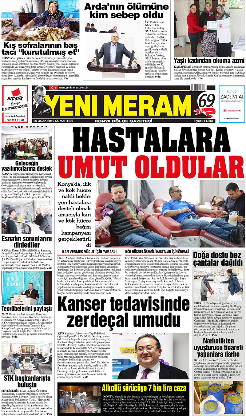 26 Ocak 2019 Yeni Meram Gazetesi