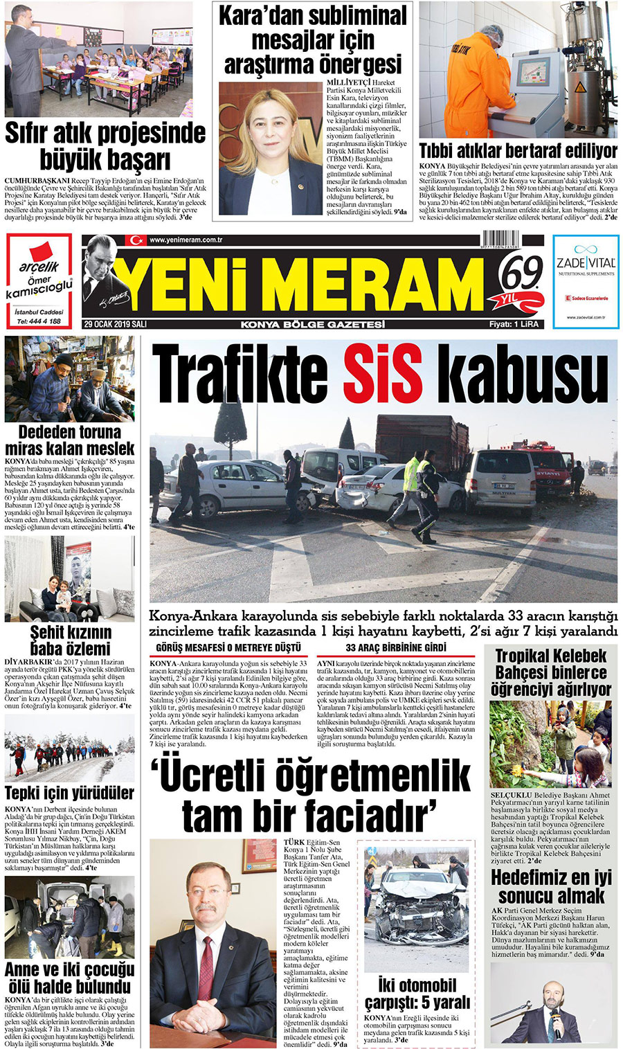 29 Ocak 2019 Yeni Meram Gazetesi