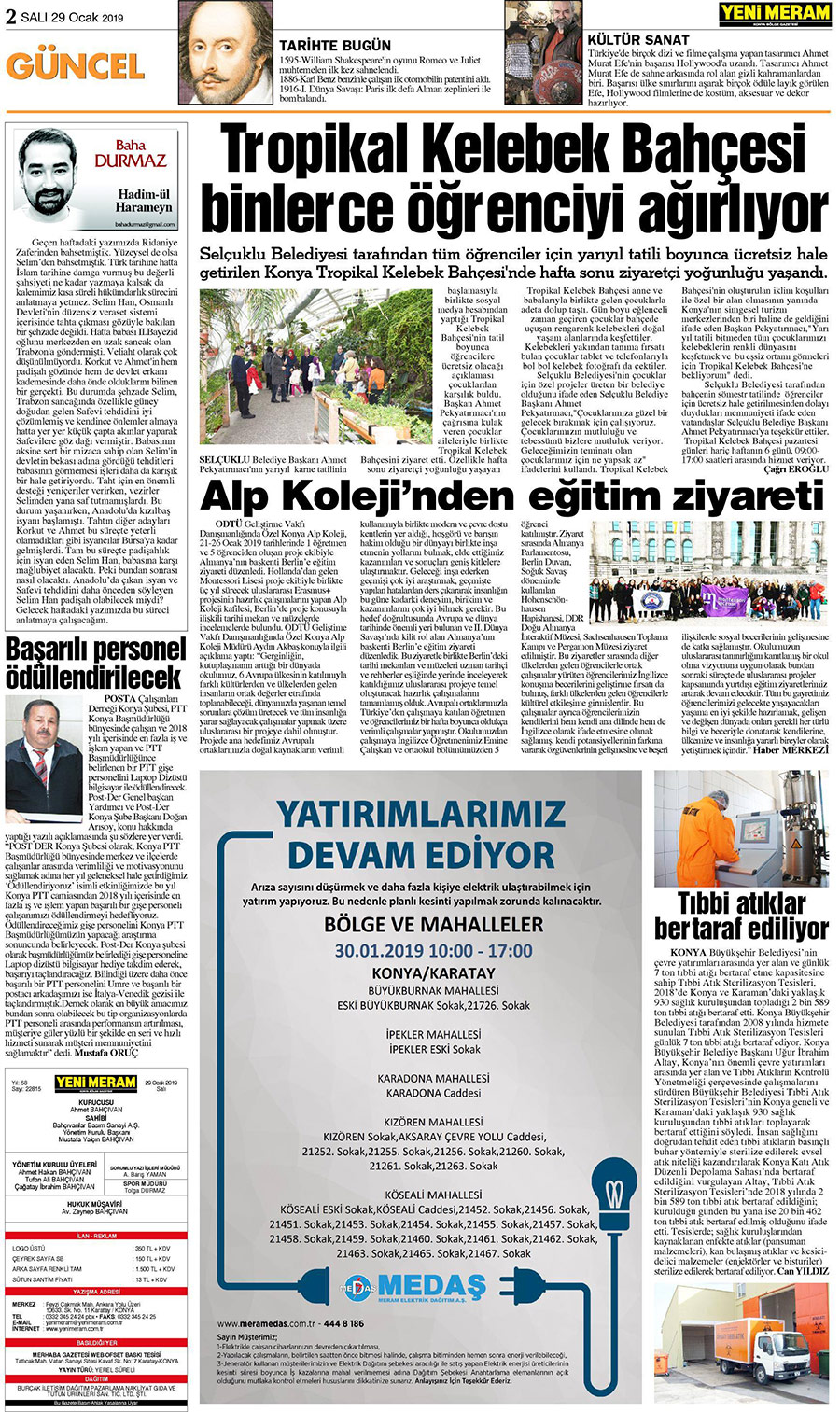 29 Ocak 2019 Yeni Meram Gazetesi