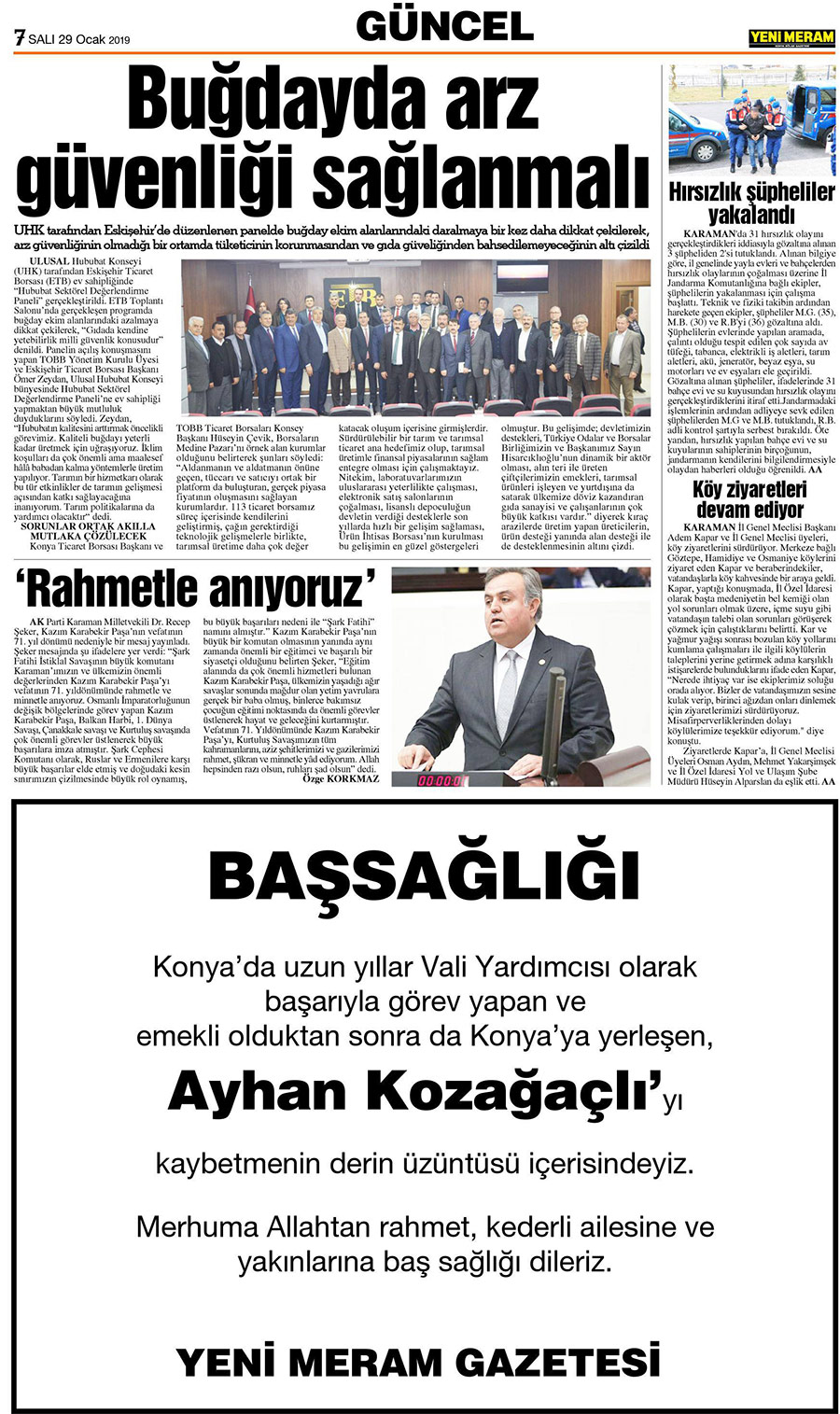 29 Ocak 2019 Yeni Meram Gazetesi