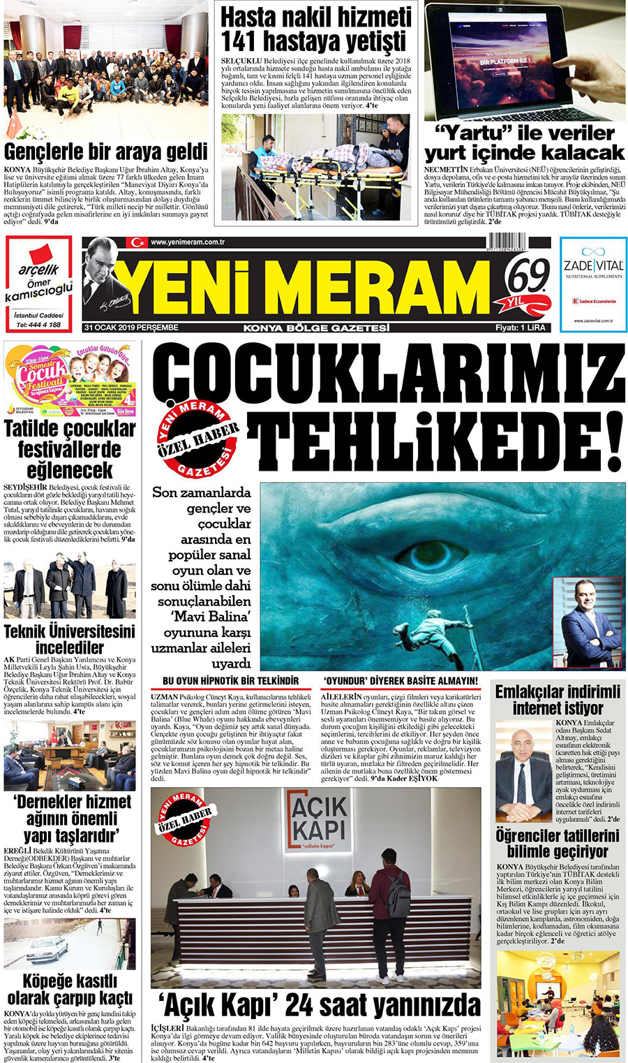 31 Ocak 2019 Yeni Meram Gazetesi