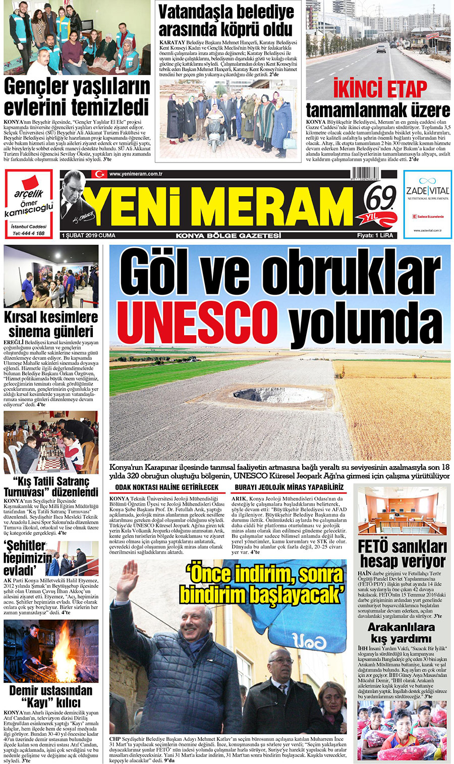 1 Şubat 2019 Yeni Meram Gazetesi