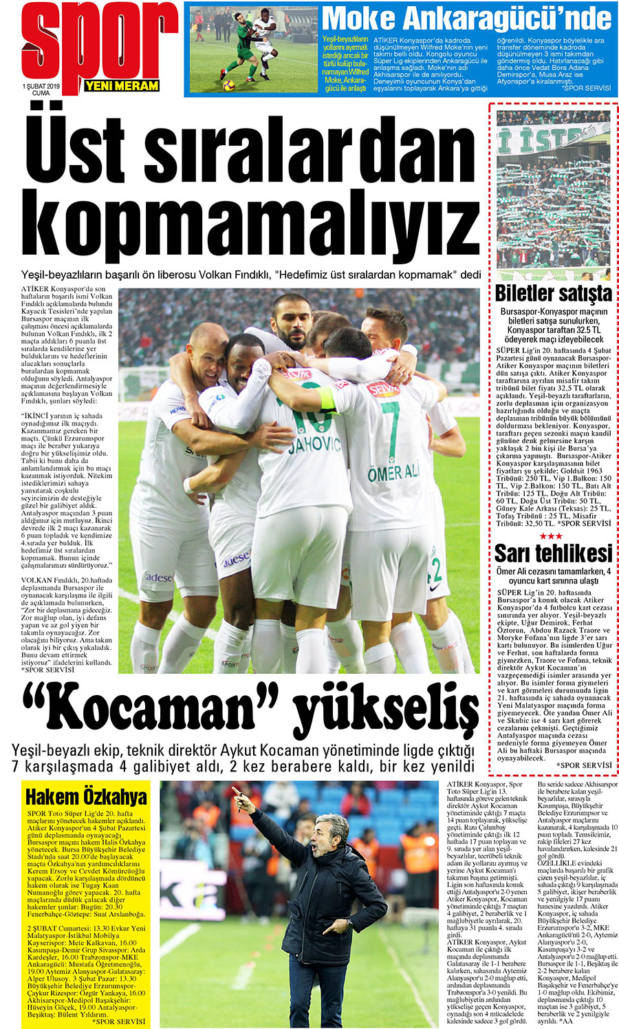 1 Şubat 2019 Yeni Meram Gazetesi