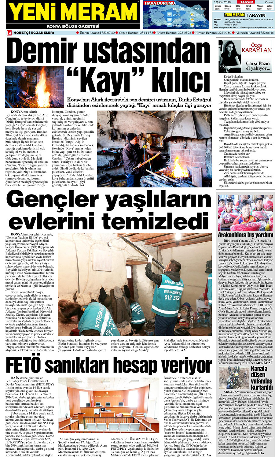 1 Şubat 2019 Yeni Meram Gazetesi