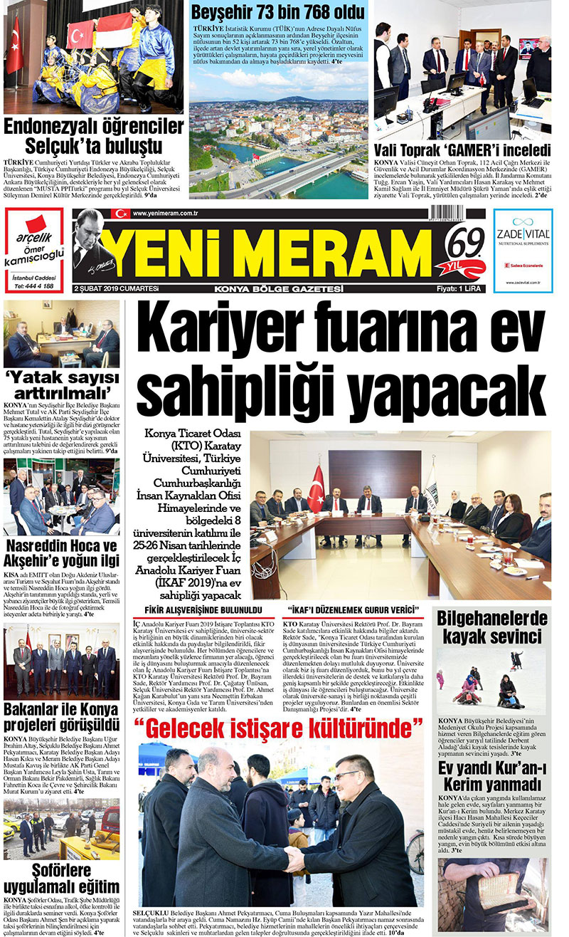 2 Şubat 2019 Yeni Meram Gazetesi