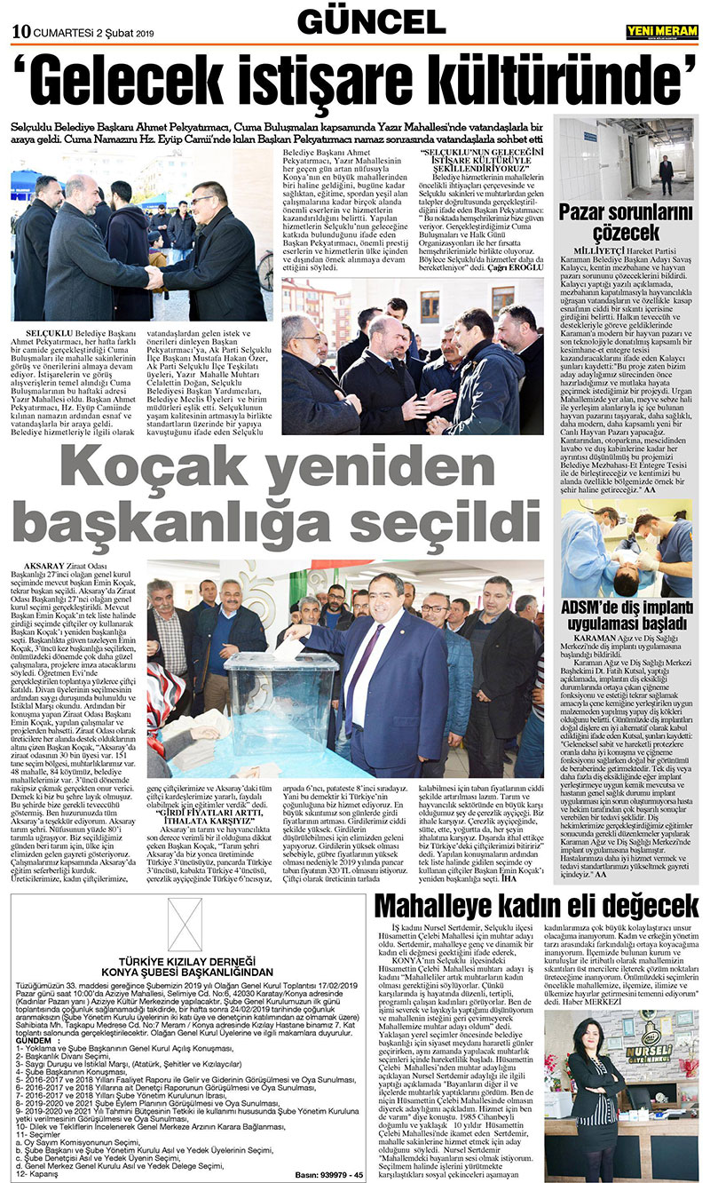 2 Şubat 2019 Yeni Meram Gazetesi