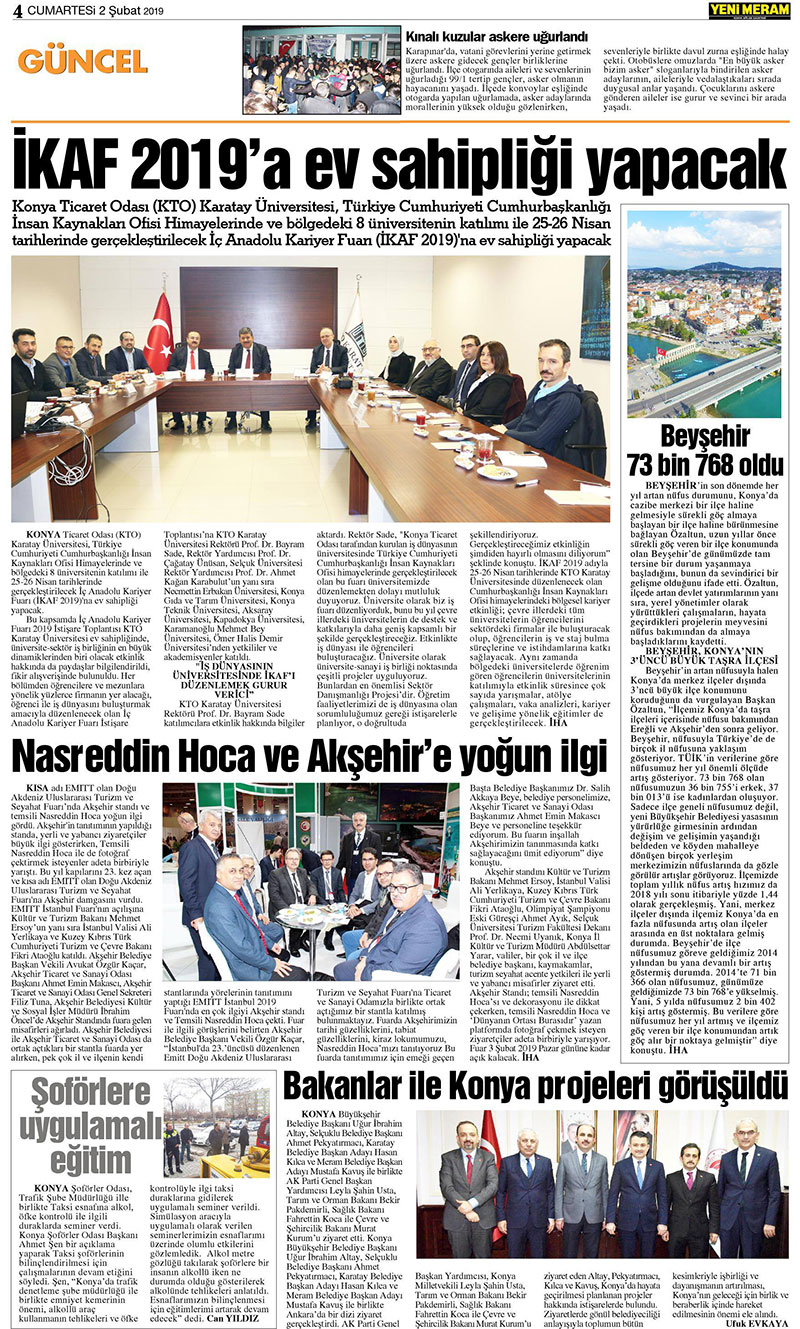 2 Şubat 2019 Yeni Meram Gazetesi