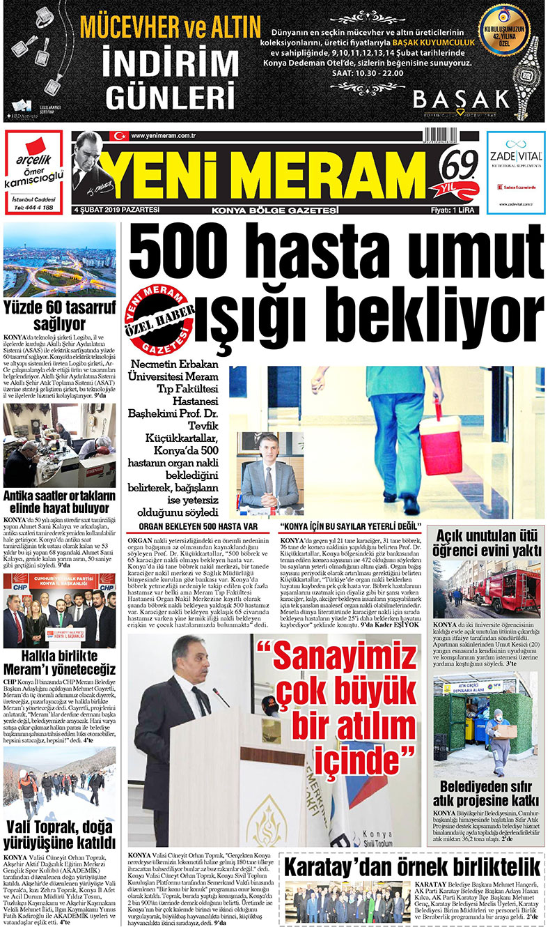 4 Şubat 2019 Yeni Meram Gazetesi