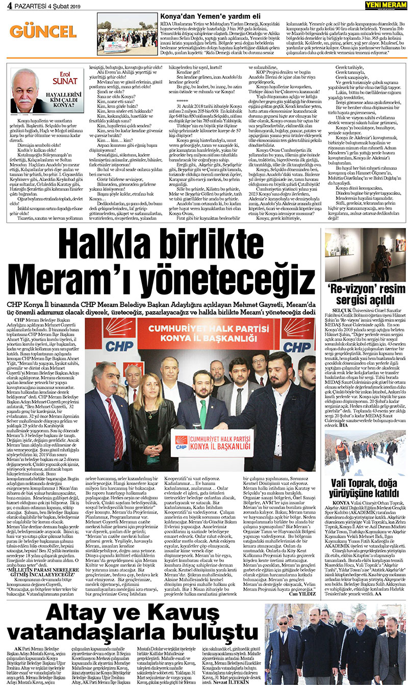 4 Şubat 2019 Yeni Meram Gazetesi