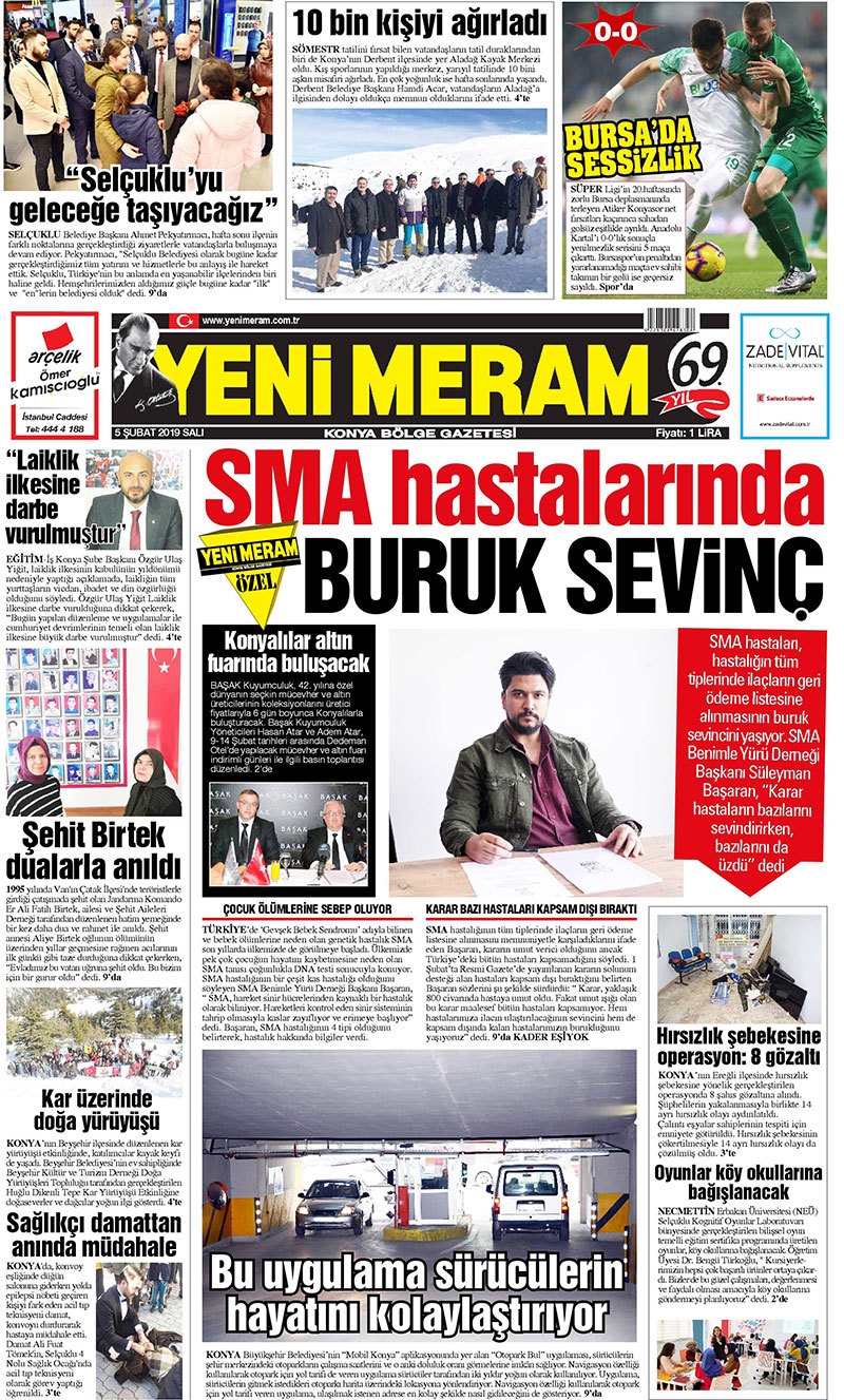 5 Şubat 2019 Yeni Meram Gazetesi