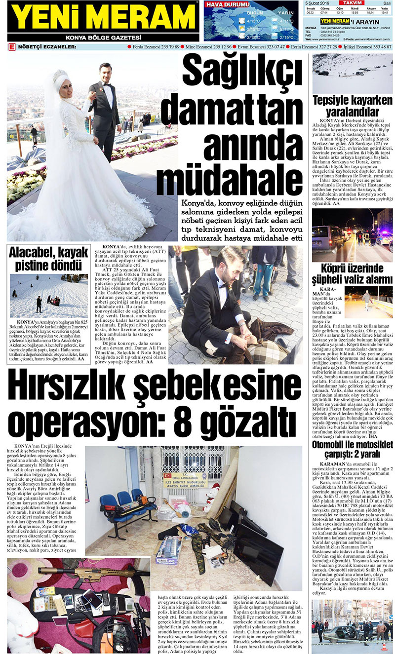 5 Şubat 2019 Yeni Meram Gazetesi