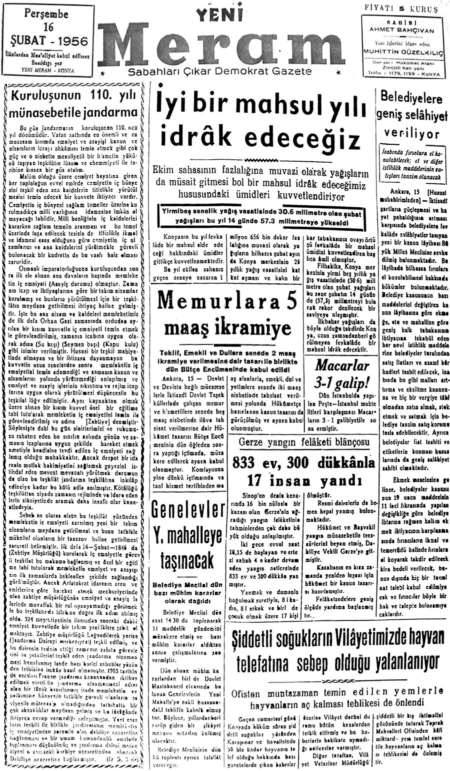 16 Şubat 2019 Yeni Meram Gazetesi