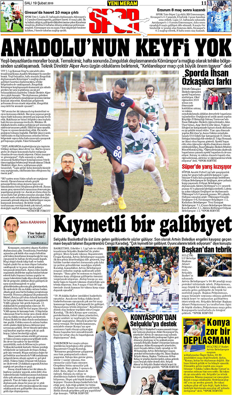 19 Şubat 2019 Yeni Meram Gazetesi