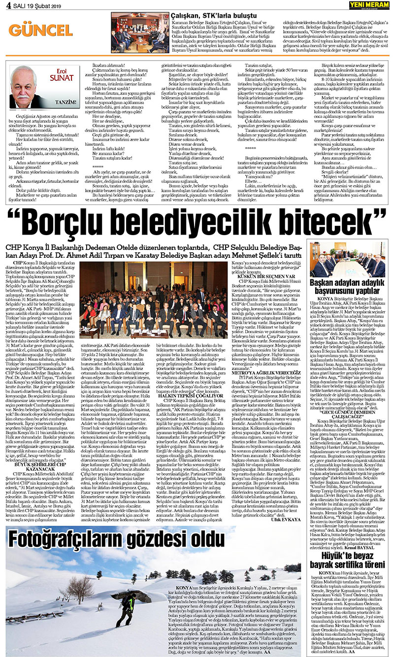 19 Şubat 2019 Yeni Meram Gazetesi