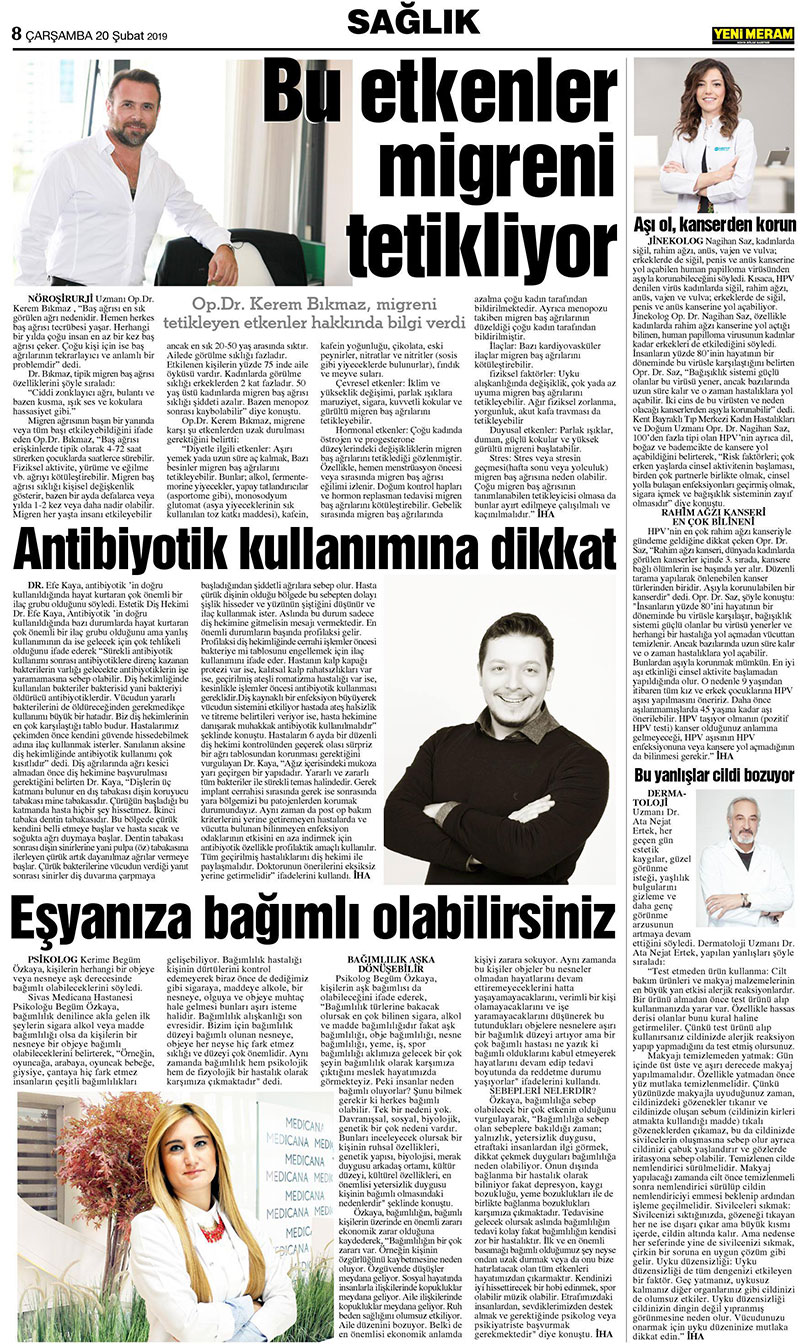 20 Şubat 2019 Yeni Meram Gazetesi