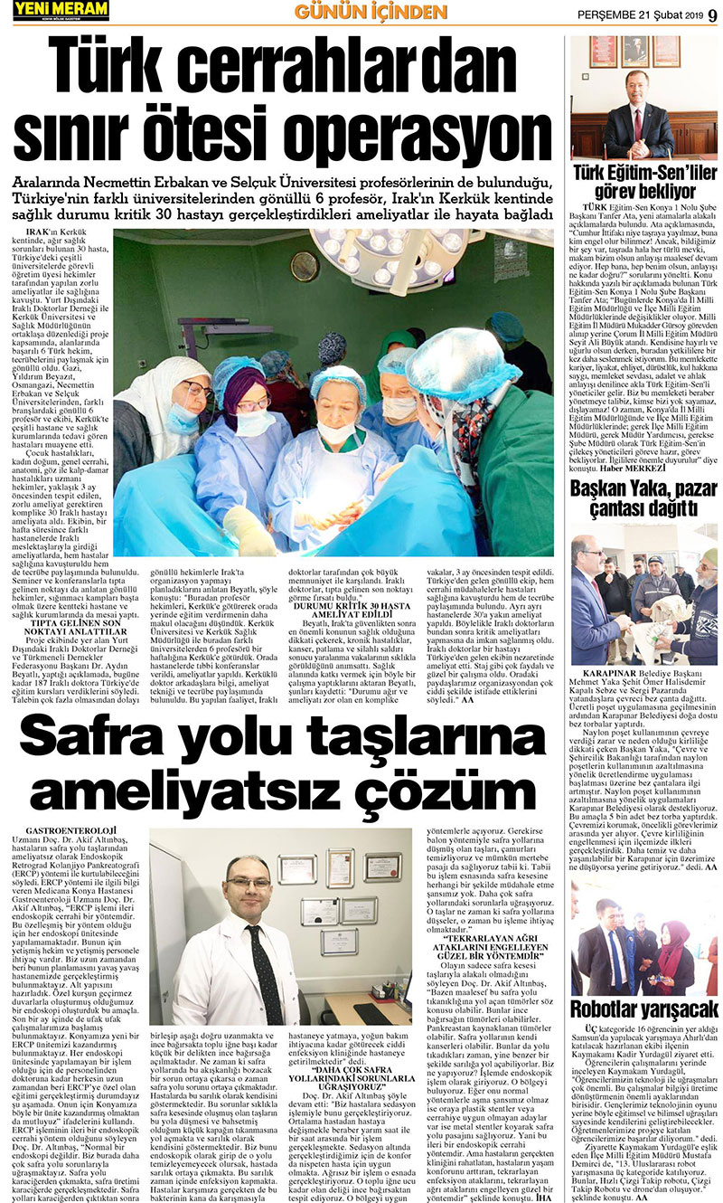 21 Şubat 2019 Yeni Meram Gazetesi