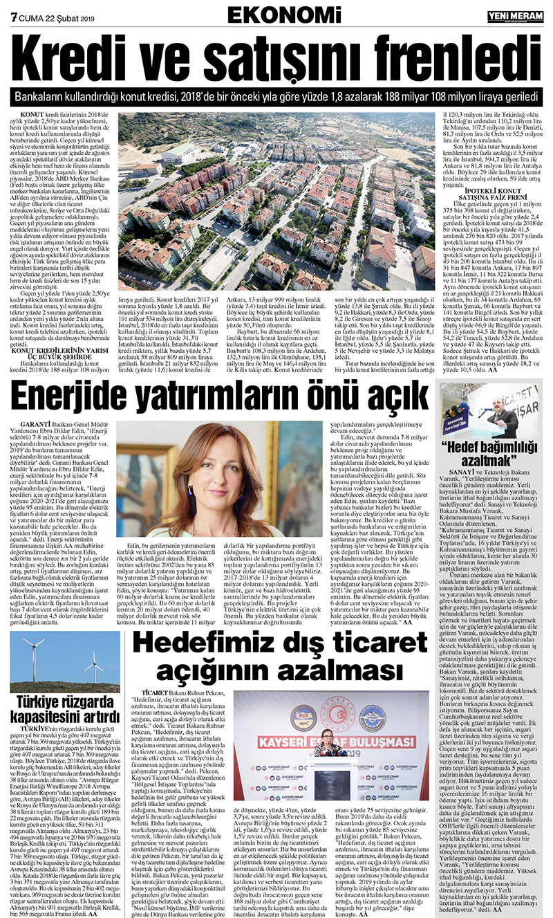 22 Şubat 2019 Yeni Meram Gazetesi