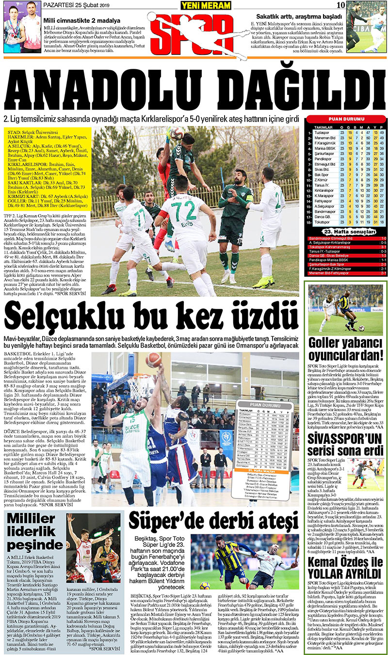 25 Şubat 2019 Yeni Meram Gazetesi