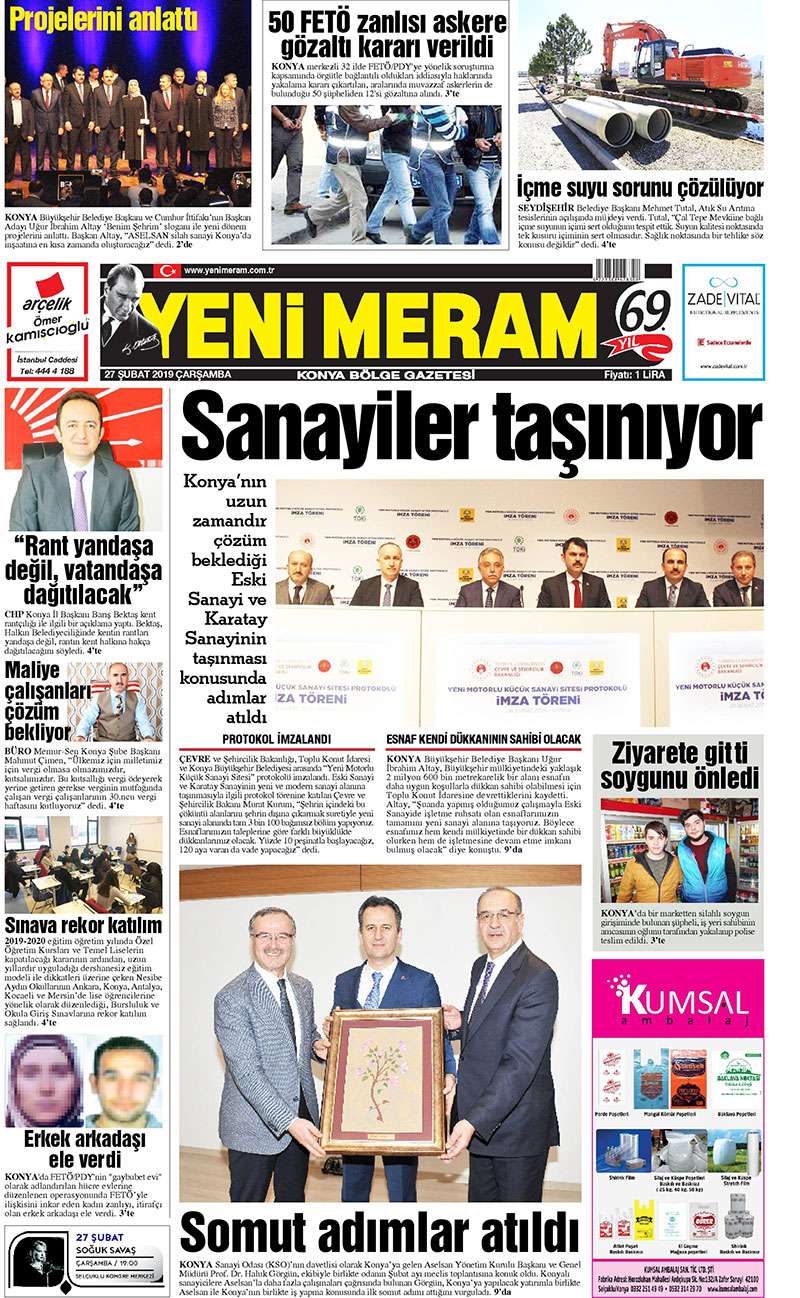 27 Şubat 2019 Yeni Meram Gazetesi