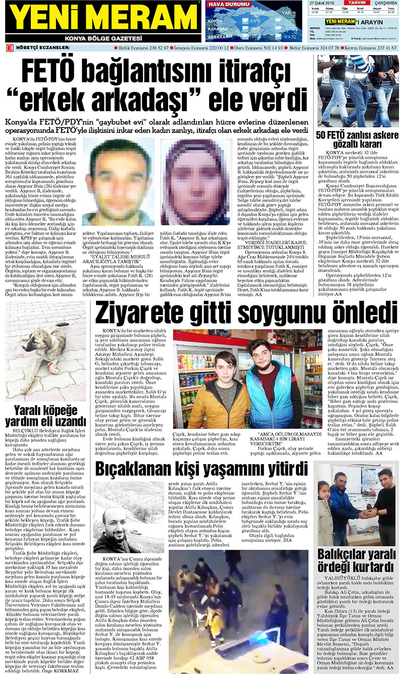 27 Şubat 2019 Yeni Meram Gazetesi