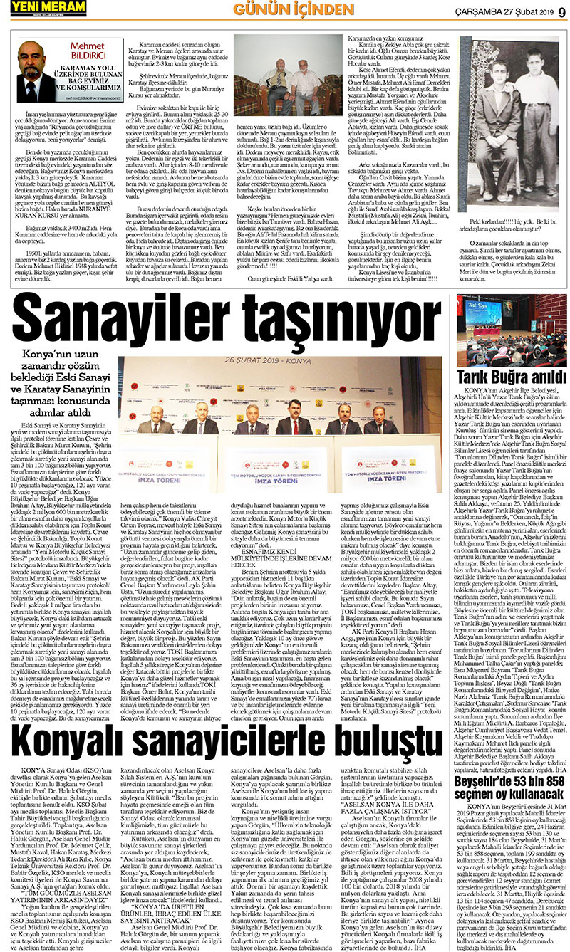 27 Şubat 2019 Yeni Meram Gazetesi