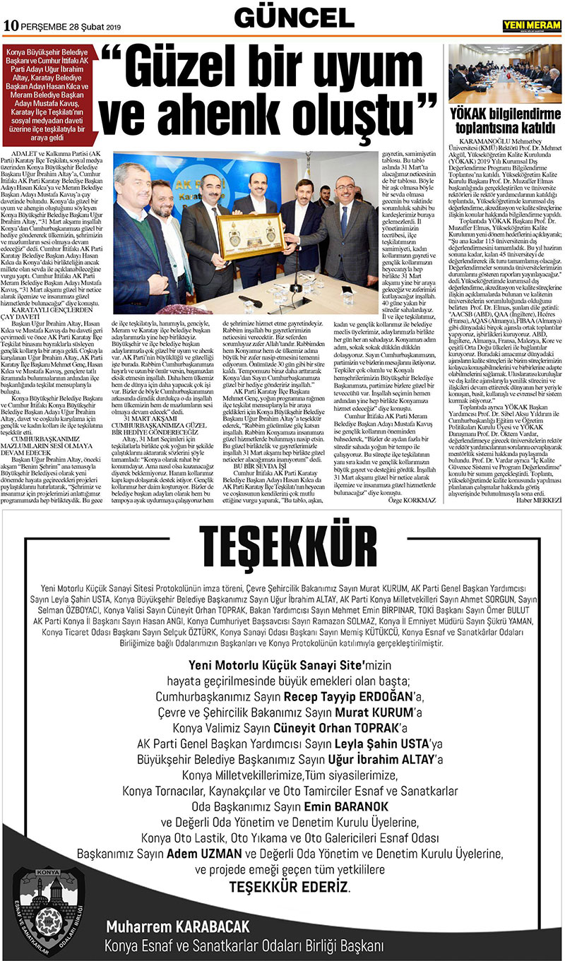 28 Şubat 2019 Yeni Meram Gazetesi