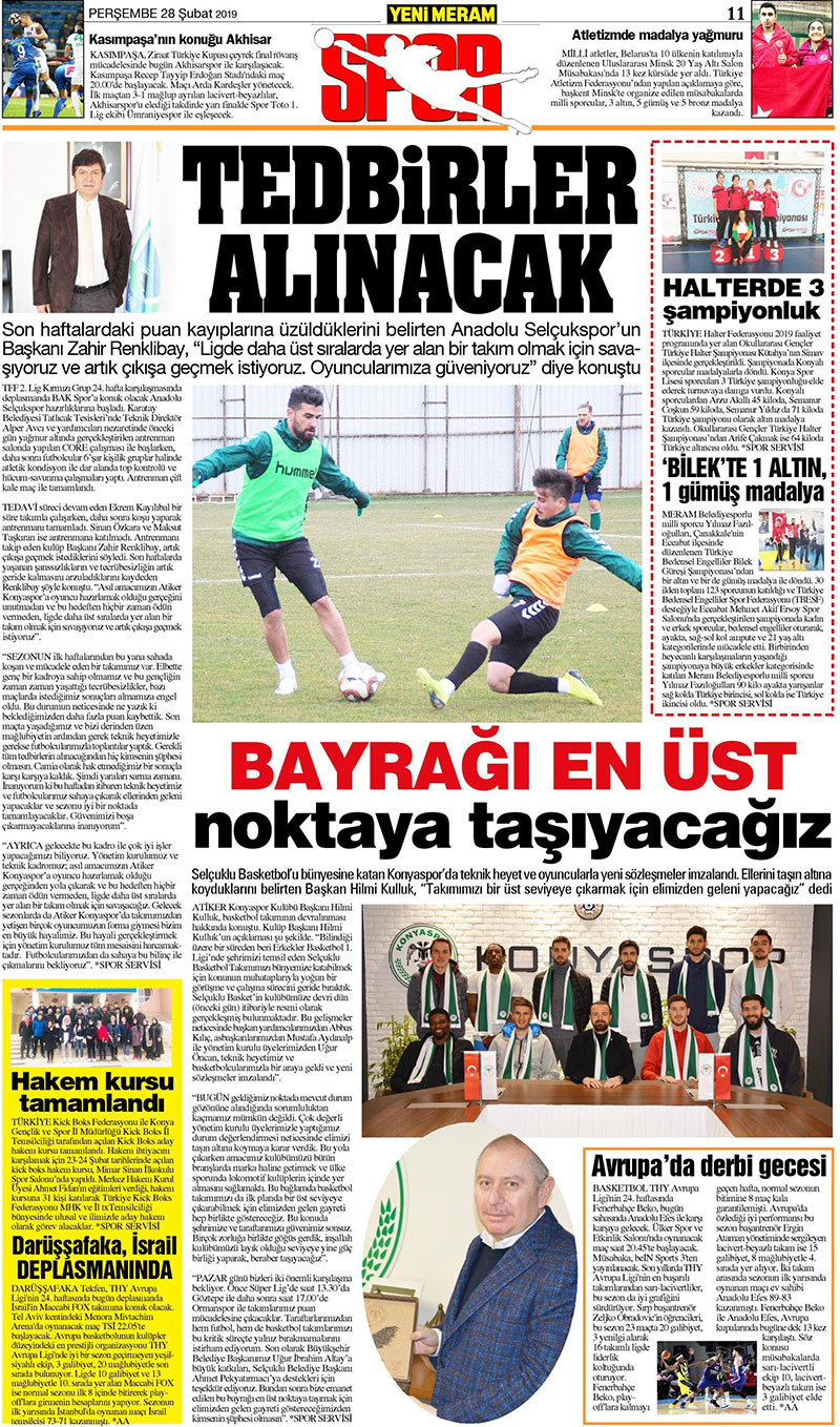 28 Şubat 2019 Yeni Meram Gazetesi