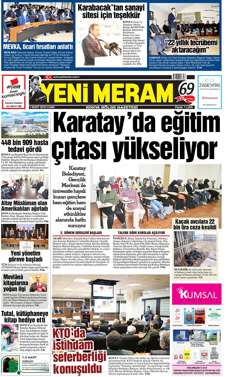 1 Mart 2019 Yeni Meram Gazetesi