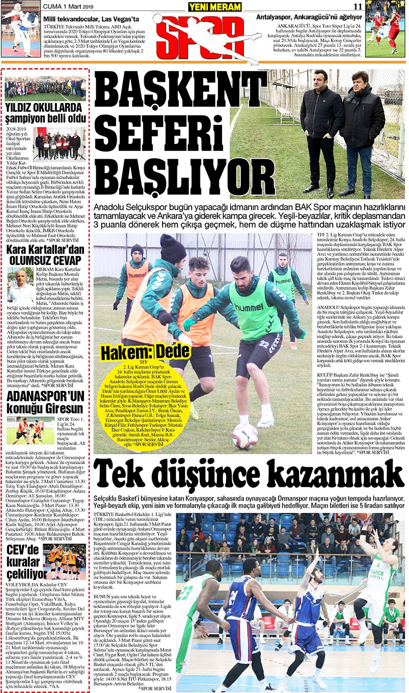 1 Mart 2019 Yeni Meram Gazetesi