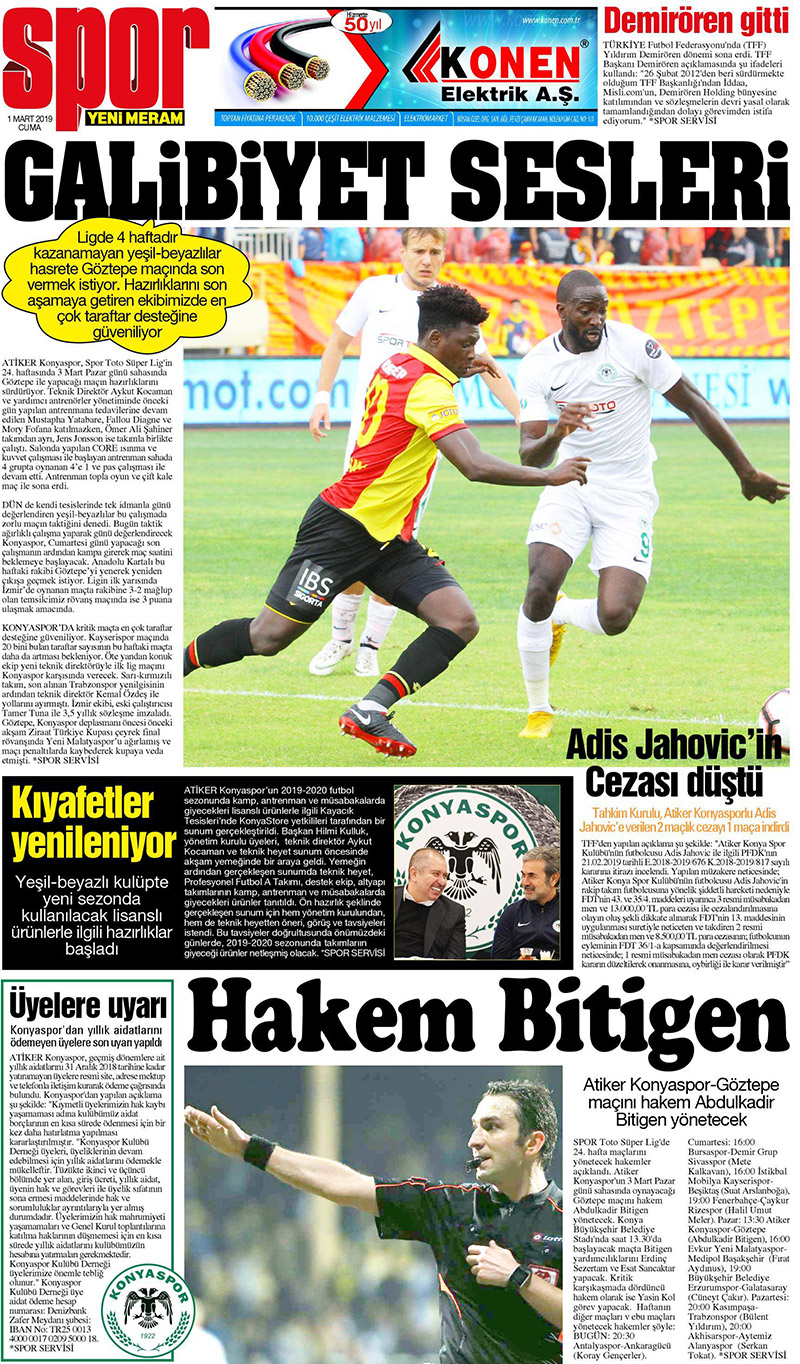 1 Mart 2019 Yeni Meram Gazetesi