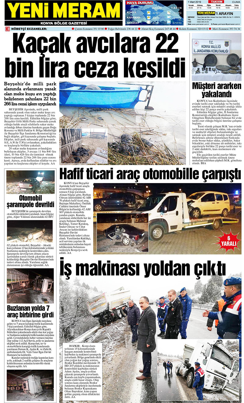 1 Mart 2019 Yeni Meram Gazetesi