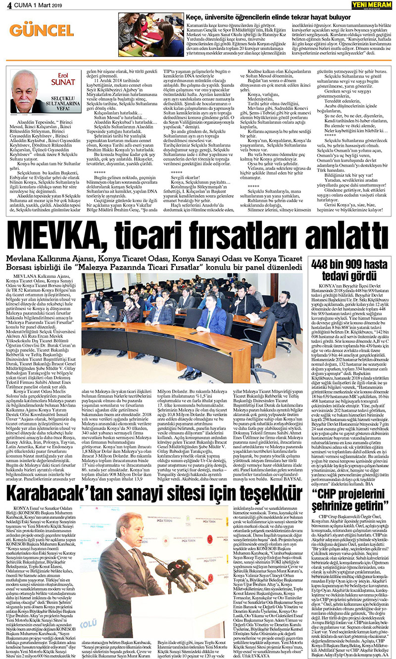 1 Mart 2019 Yeni Meram Gazetesi