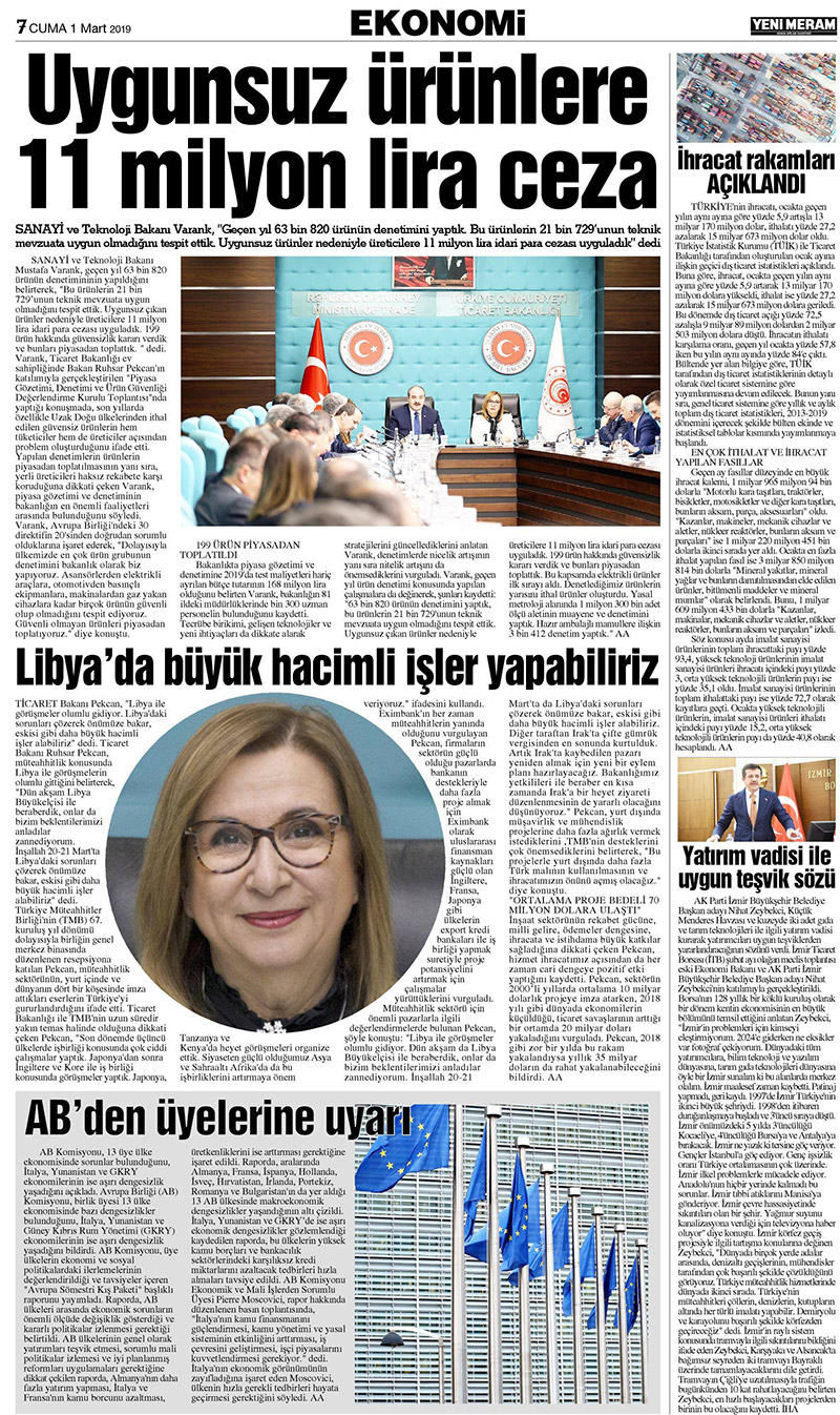 1 Mart 2019 Yeni Meram Gazetesi