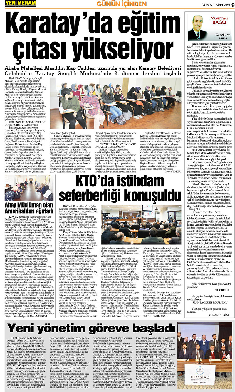 1 Mart 2019 Yeni Meram Gazetesi