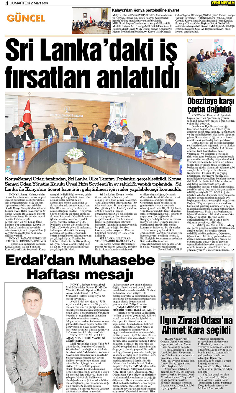 2 Mart 2019 Yeni Meram Gazetesi