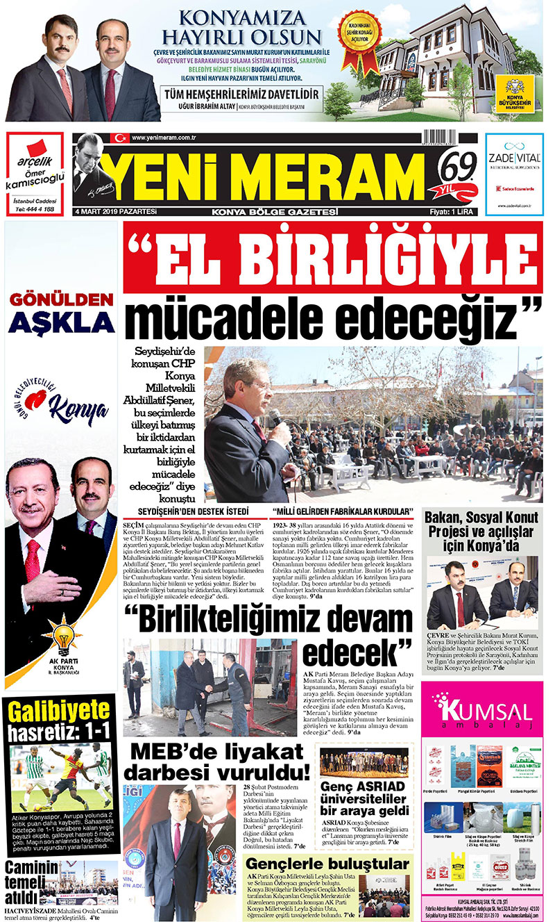 4 Mart 2019 Yeni Meram Gazetesi