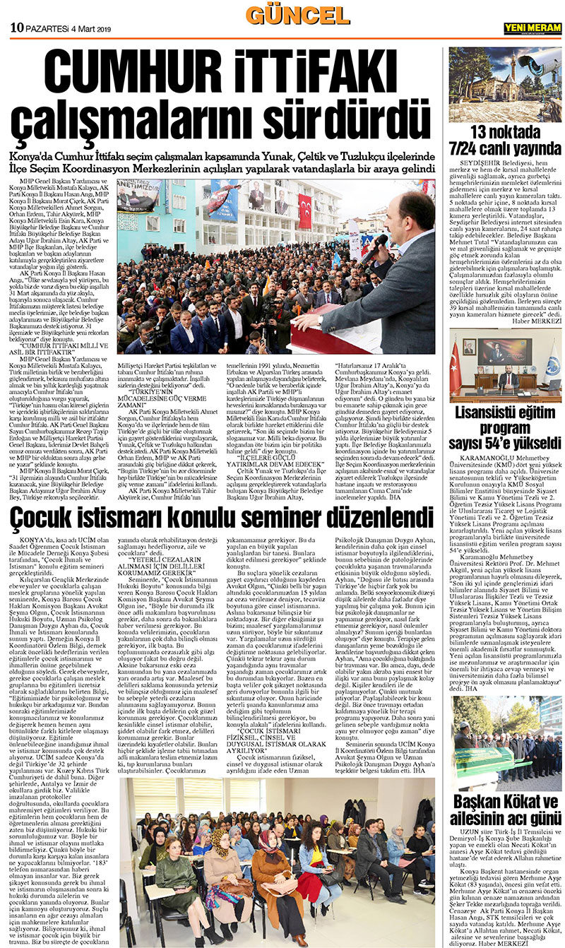 4 Mart 2019 Yeni Meram Gazetesi