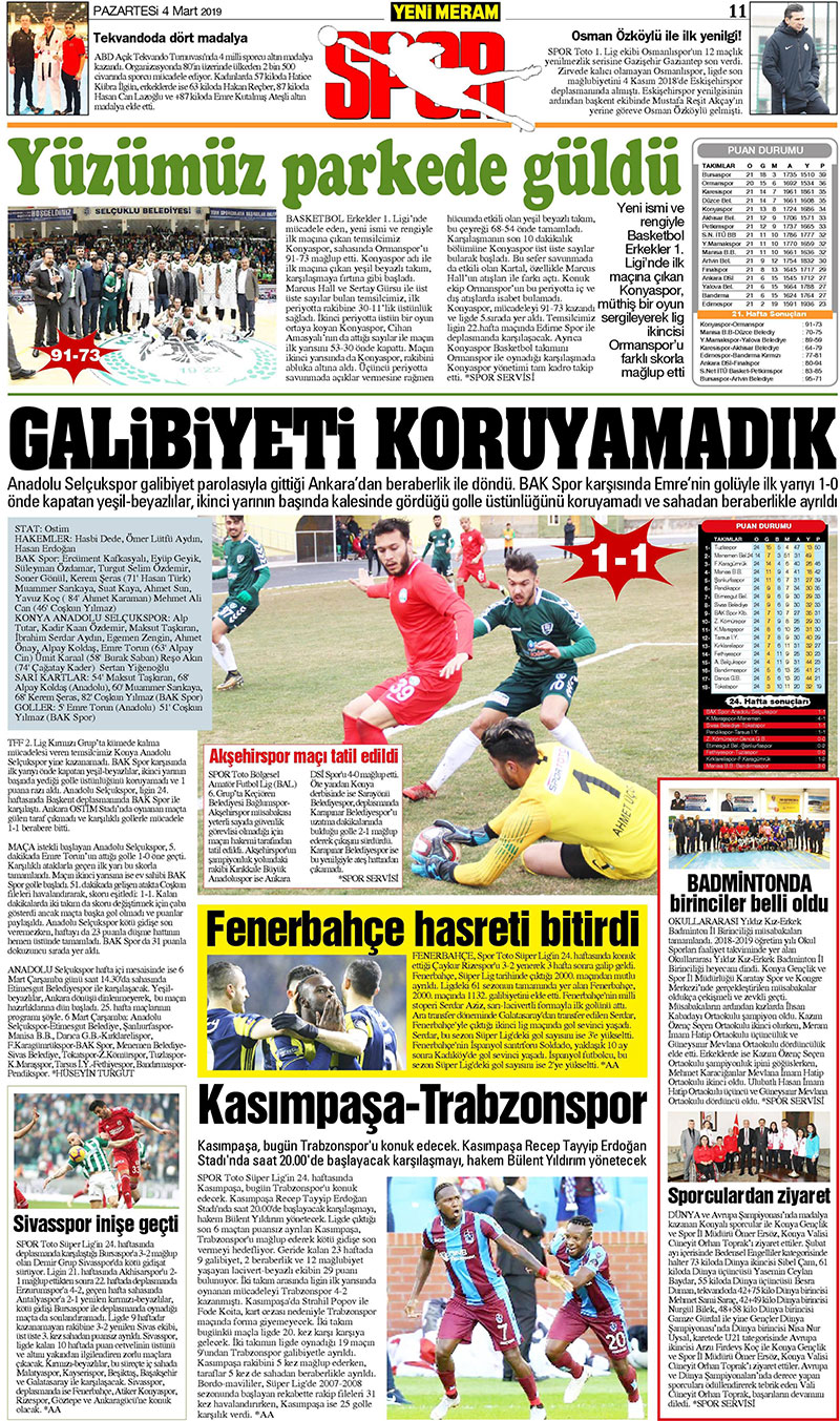 4 Mart 2019 Yeni Meram Gazetesi