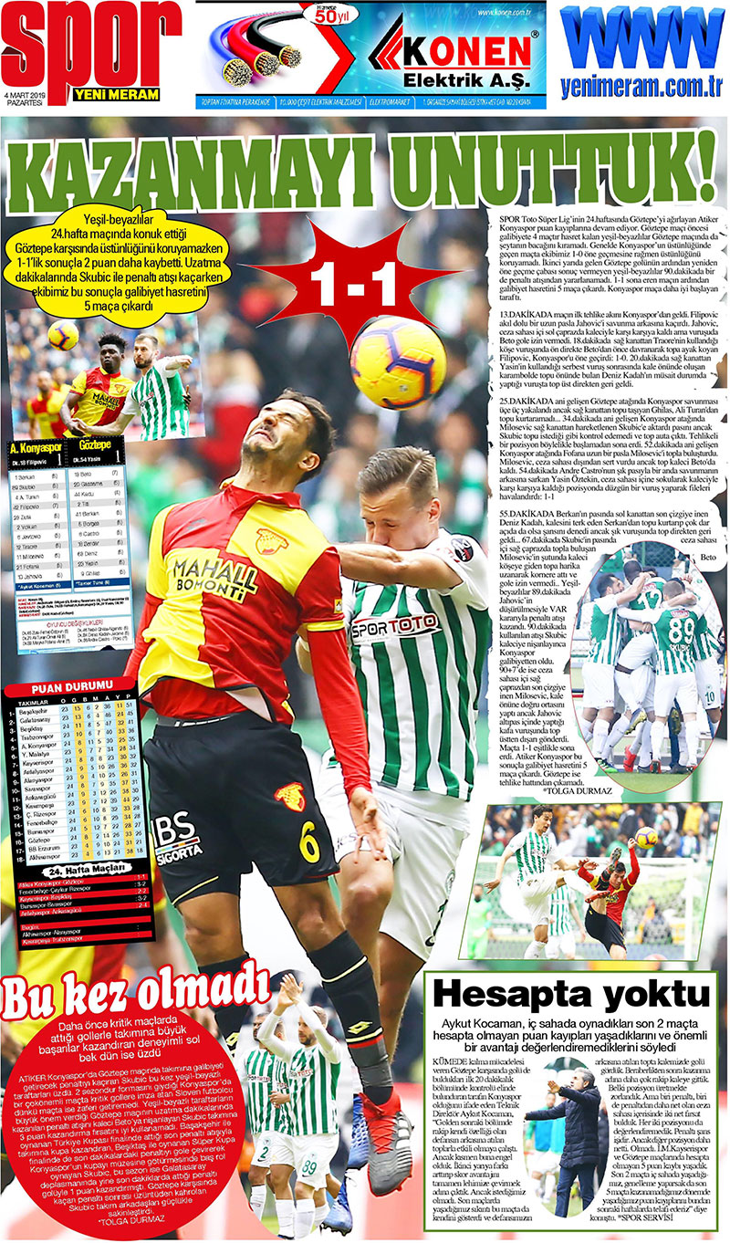 4 Mart 2019 Yeni Meram Gazetesi