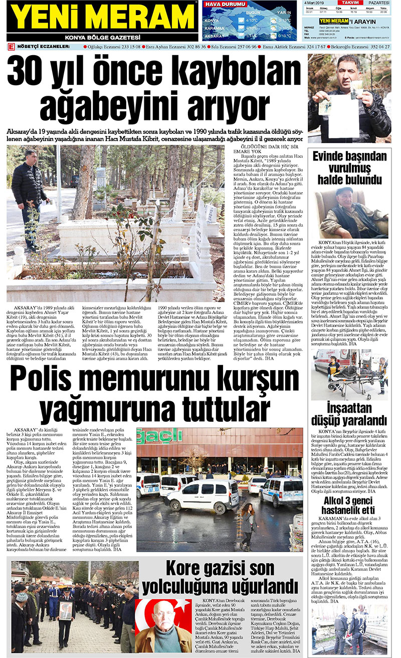 4 Mart 2019 Yeni Meram Gazetesi