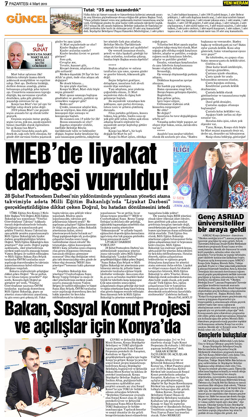 4 Mart 2019 Yeni Meram Gazetesi