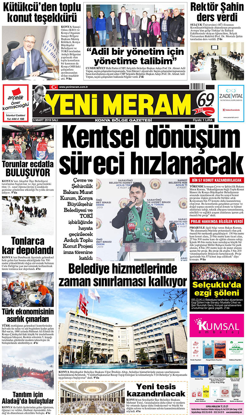 5 Mart 2019 Yeni Meram Gazetesi