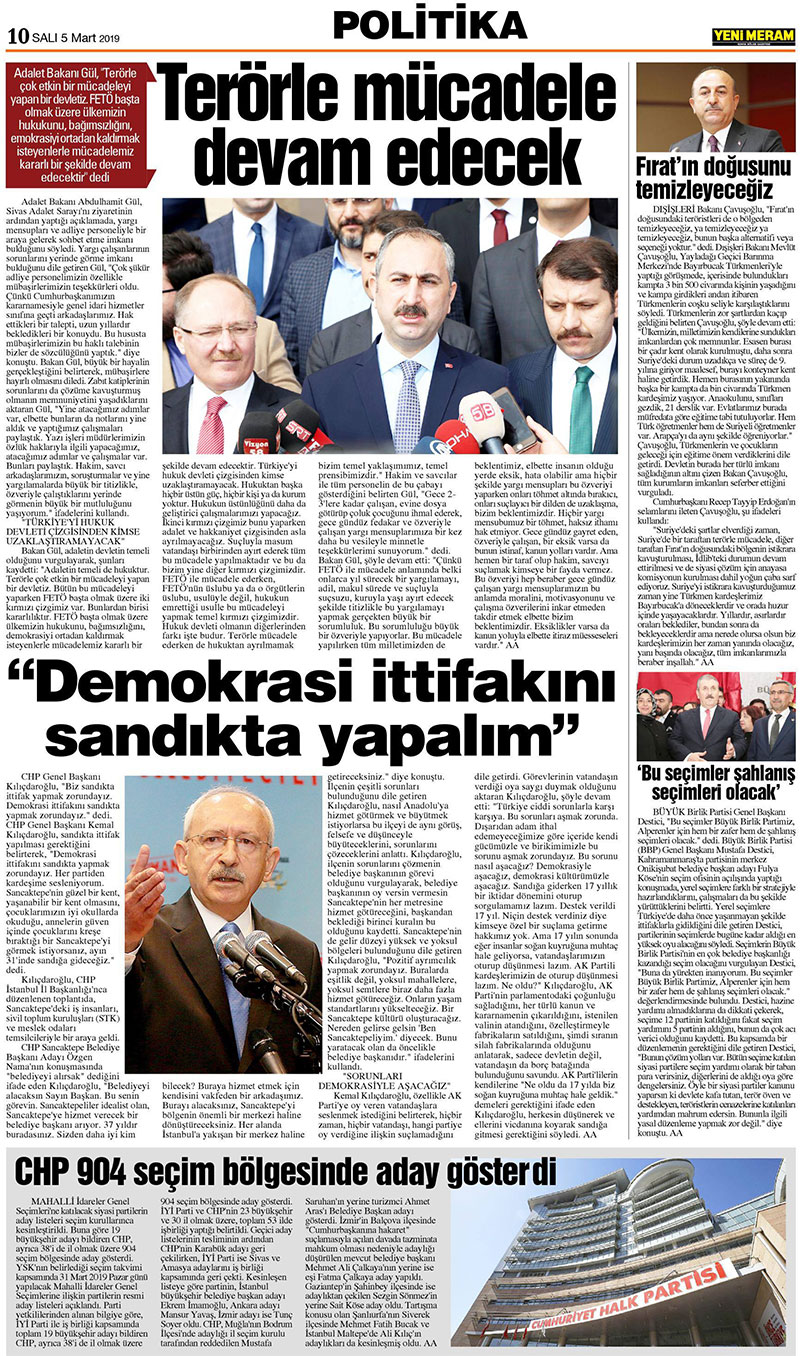 5 Mart 2019 Yeni Meram Gazetesi