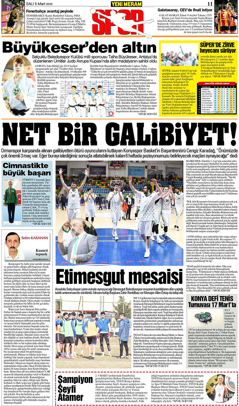 5 Mart 2019 Yeni Meram Gazetesi